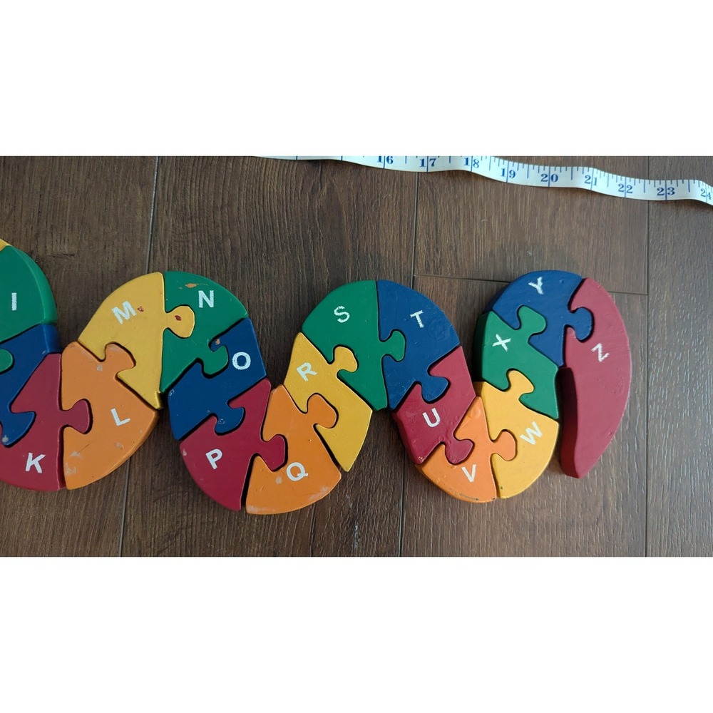 Wooden Alphabet Snake Puzzle Multicolor ABC Learning Educational Toy Kids 23in - Picture 3 of 4